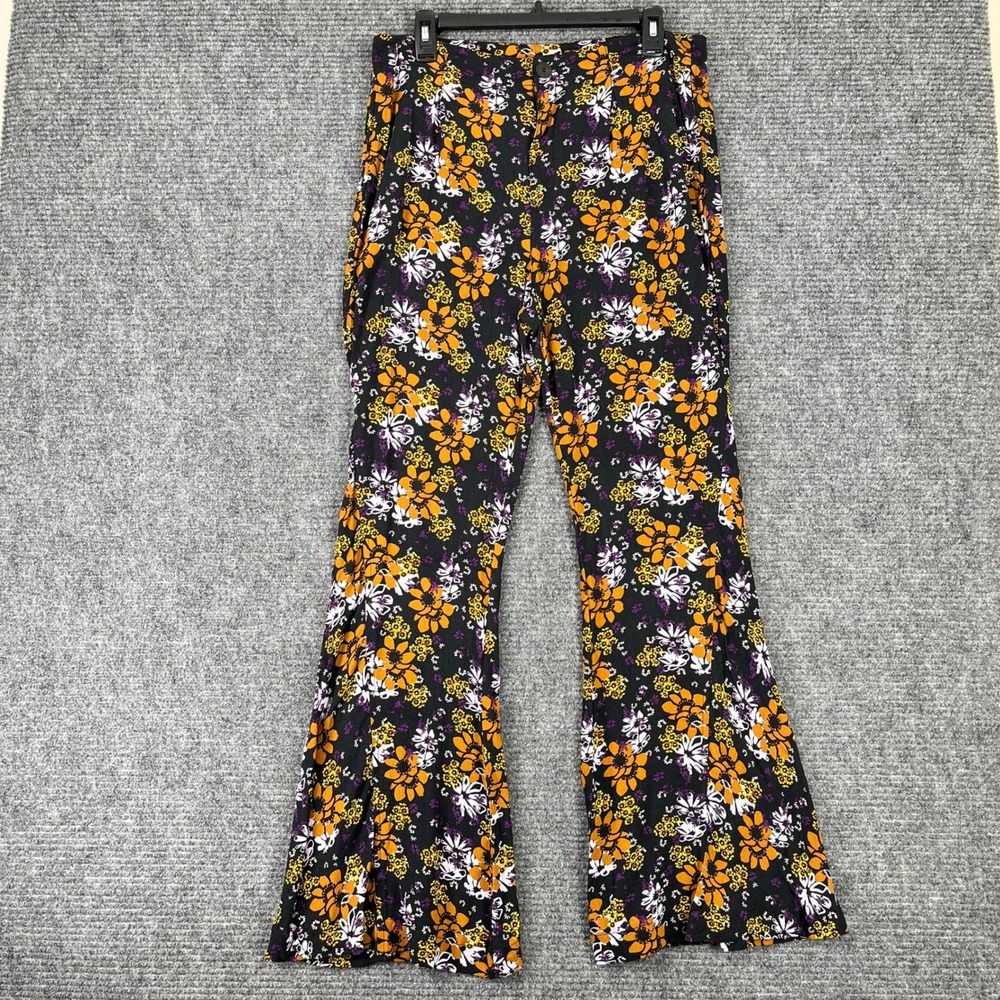 Free‎ People Floral Flare Pants Women M Retro Boho Festival Indie Bellbottom